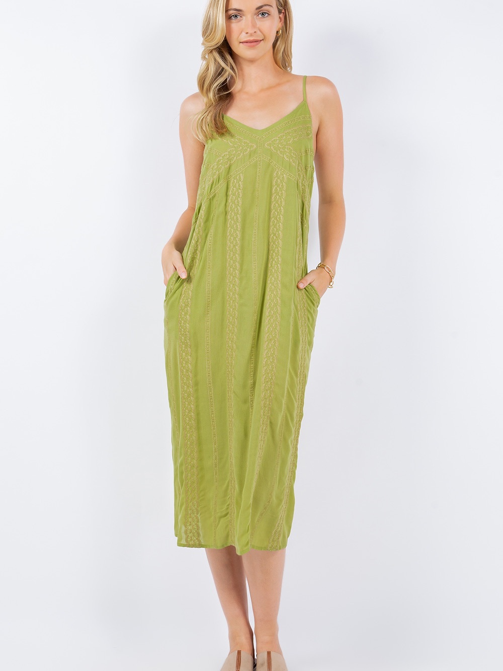 Eye Let  Midi Slip Dress